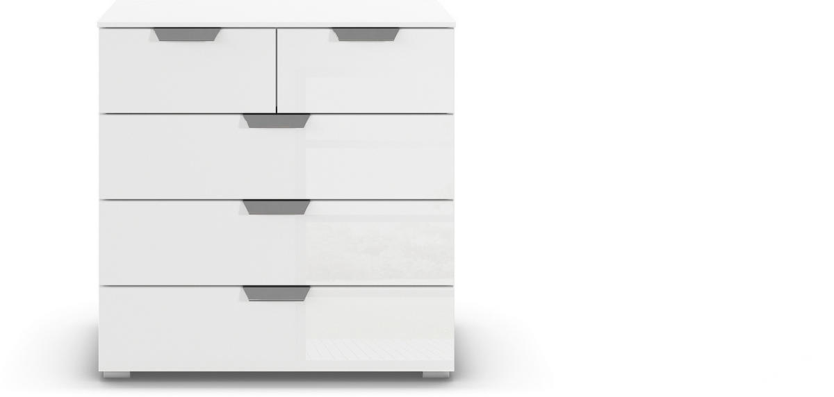 KOMMODE  in 80/81/42 cm  - Chromfarben/Weiß, Design, Glas/Holzwerkstoff (80/81/42cm) - Carryhome