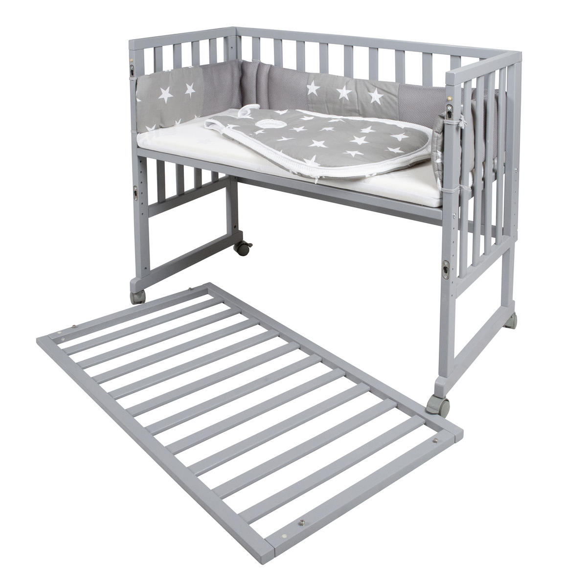 BEISTELLBETT Stubenbett 3 in 1 Little Stars  - Taupe/Grau, Basics, Holzwerkstoff/Kunststoff (49,5/85,5/90cm) - Roba