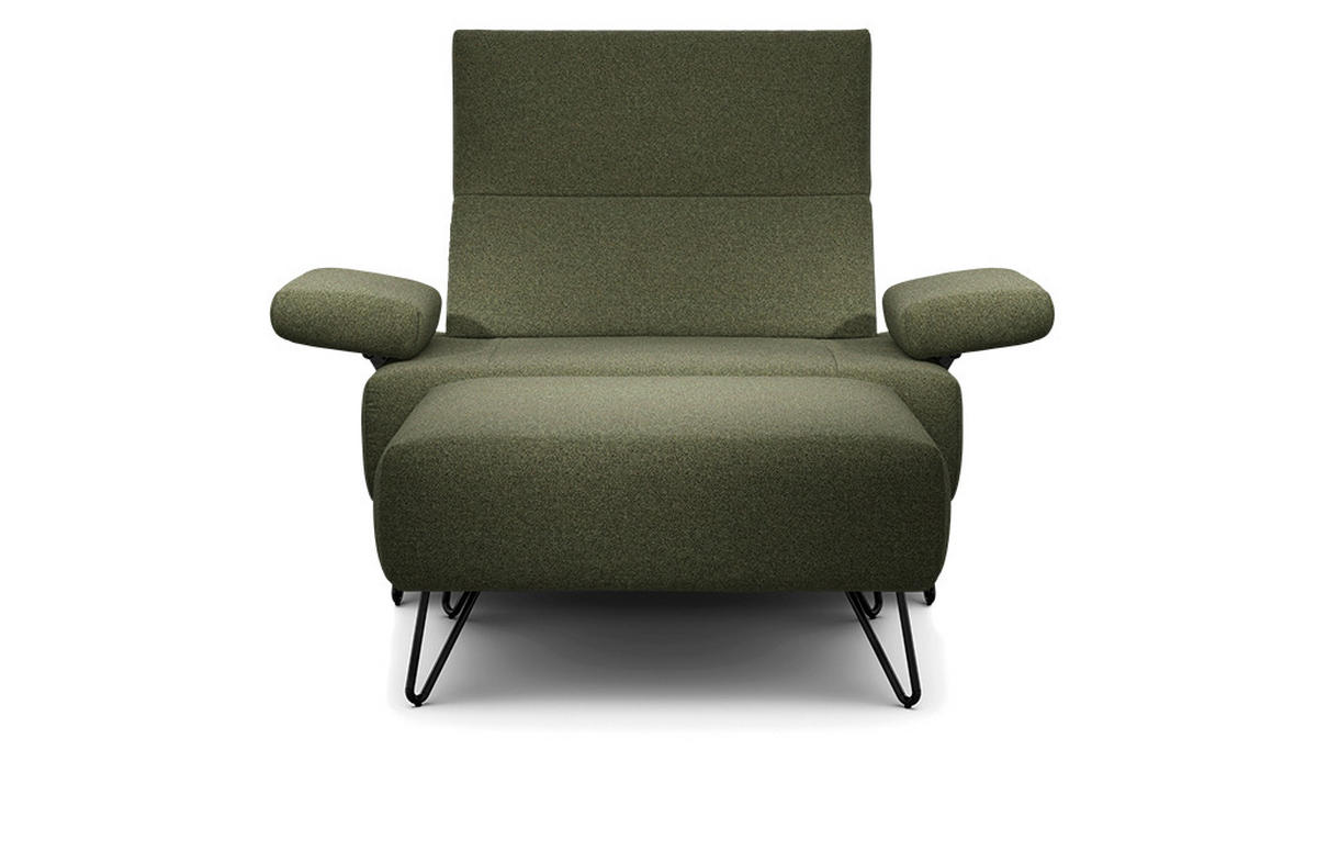 SESSELSET Chenille Armteilverstellung, Hocker    - Waldgrün/Schwarz, Design, Textil/Metall (114-142/85/86-94cm) - SENSOO