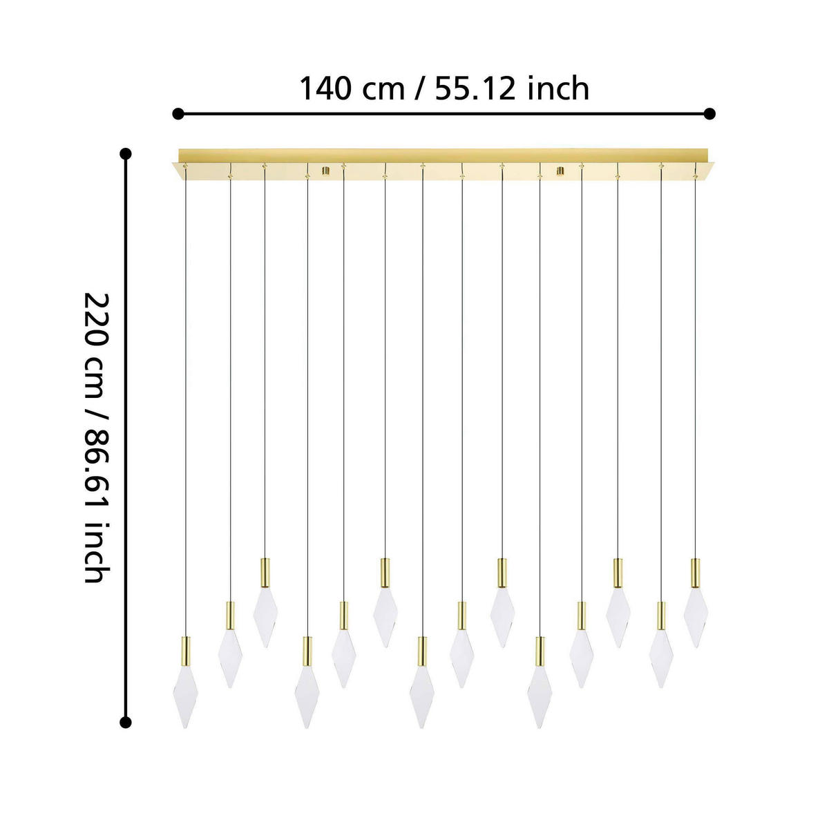 HÄNGELEUCHTE 140/12/220 cm  - Transparent/Messingfarben, Design, Kunststoff/Metall (140/12/220cm) - Eglo