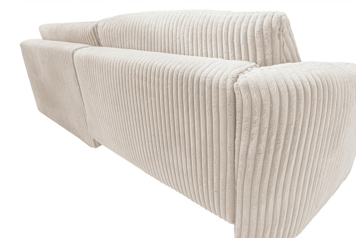 ECKSOFA in Cord Creme  - Creme/Schwarz, Design, Kunststoff/Textil (284/161cm) - Livetastic