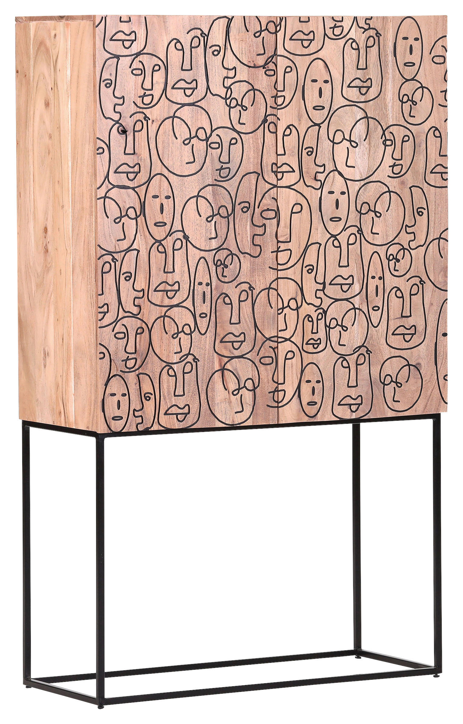 HIGHBOARD  in 90/150/38 cm  - Schwarz/Naturfarben, LIFESTYLE, Holz/Metall (90/150/38cm) - Landscape