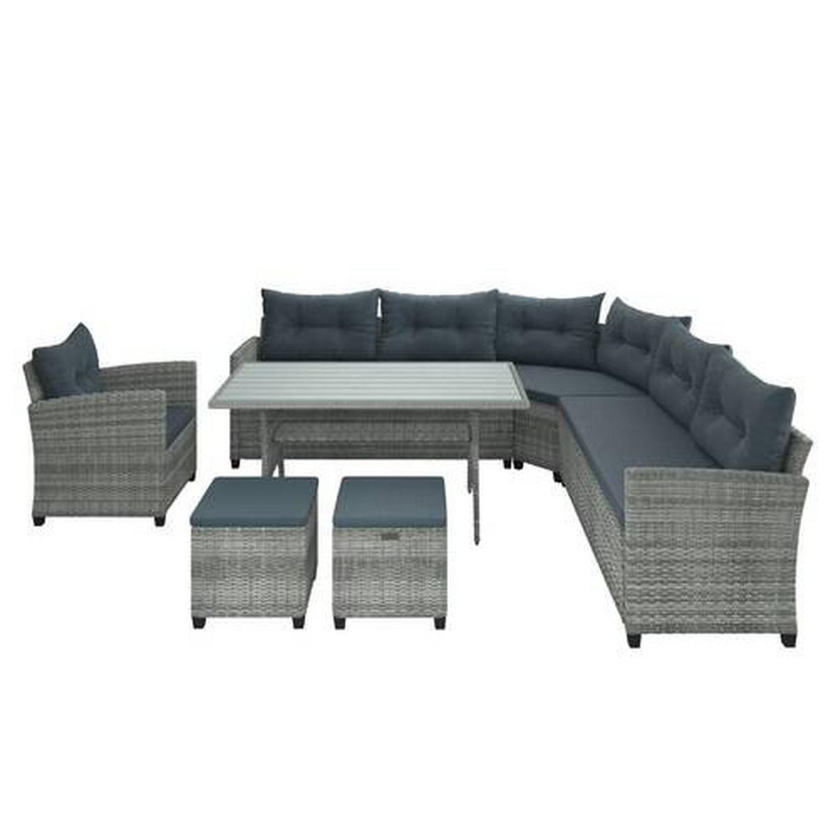 DINING-LOUNGESET 7-teilig  - Grau, MODERN, Kunststoff/Metall (78kg) - Ambia Garden