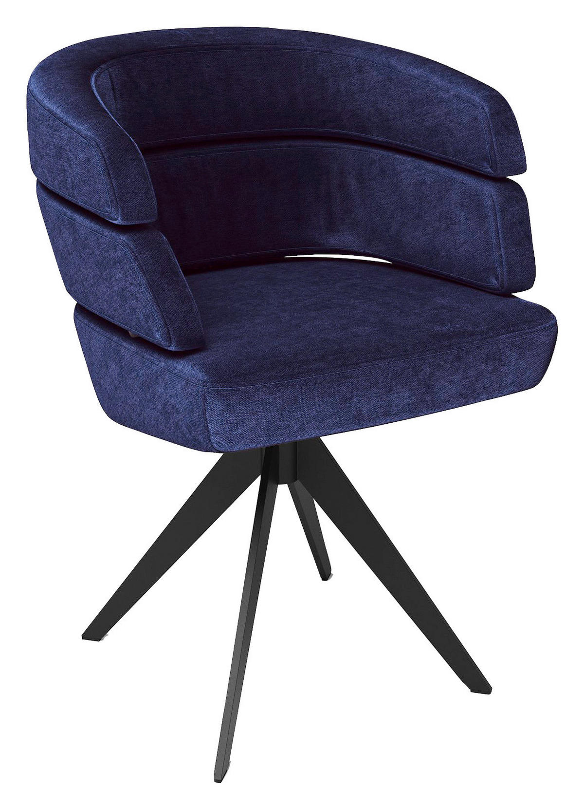 STUHL Echtleder Blau  - Blau/Schwarz, Design, Leder/Metall (64/81/64cm) - Joop!