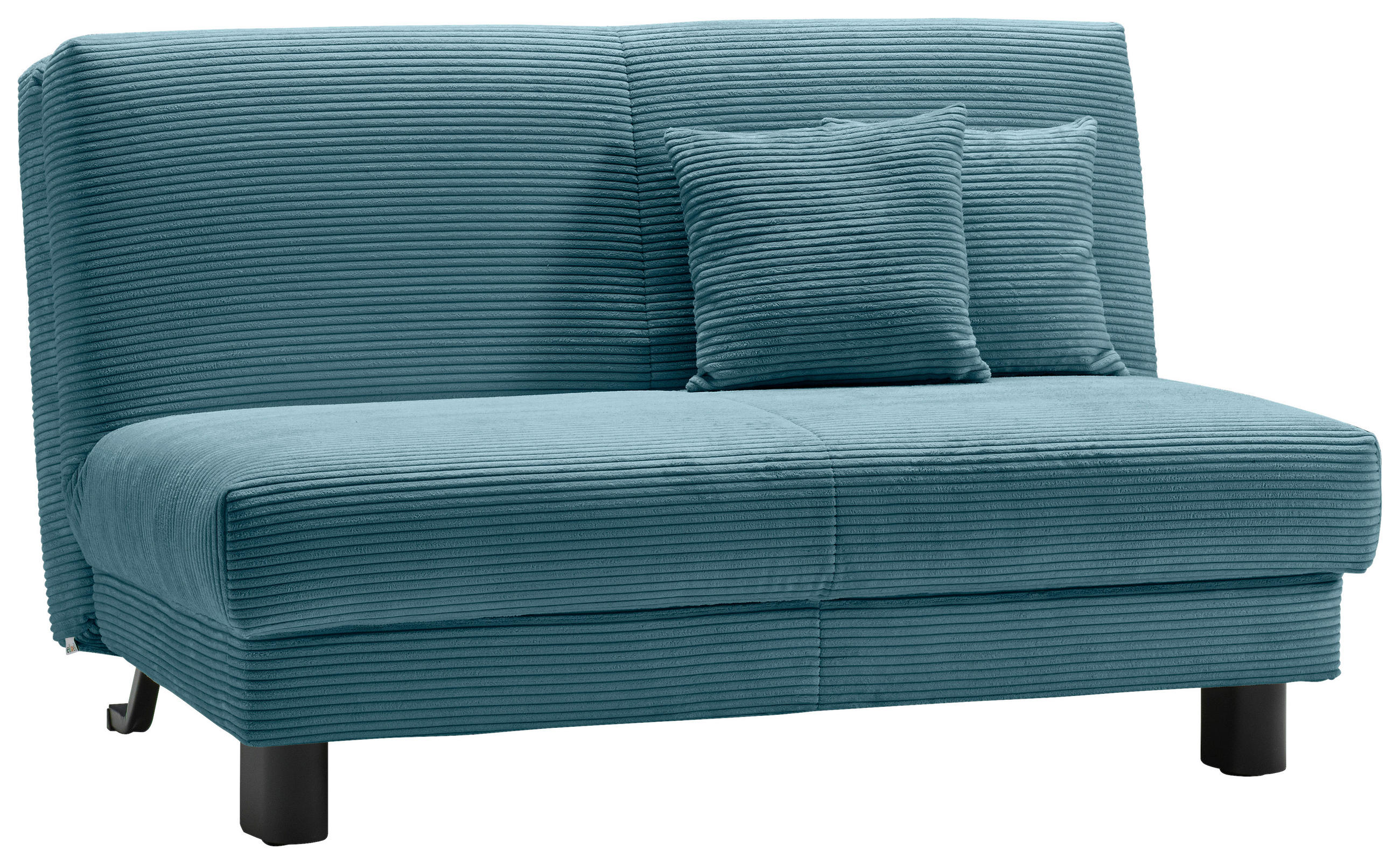 SCHLAFSOFA Cord Petrol  - Petrol/Schwarz, Design, Textil/Metall (145/85/100cm) - Carryhome