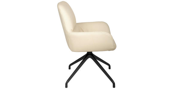 ARMLEHNSTUHL  in Aluminium, Eisen Echtleder pigmentiert  - Beige/Schwarz, Design, Leder/Metall (64/89/65cm) - Dieter Knoll