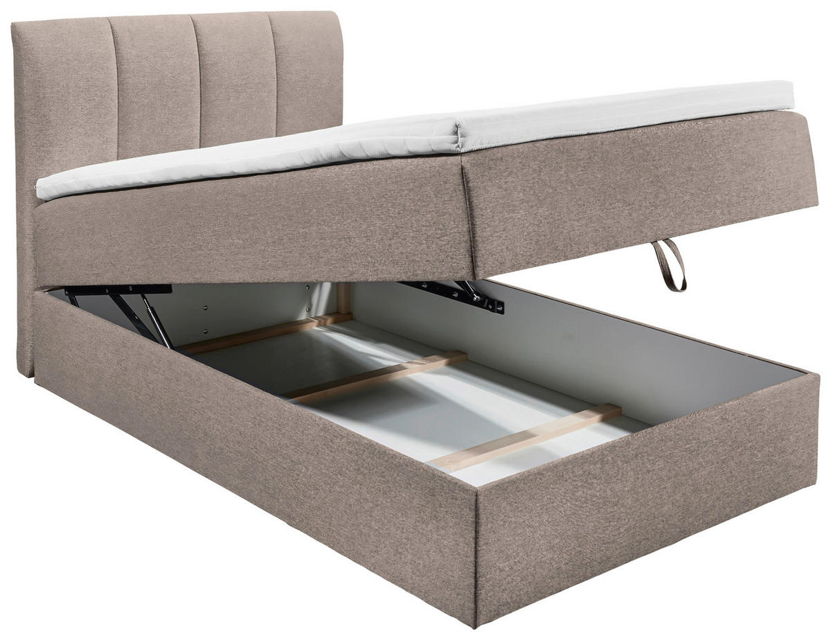 BOXSPRINGBETT 120/200 cm  in Schlammfarben  - Schlammfarben/Schwarz, Basics, Kunststoff/Textil (120/200cm) - MID.YOU
