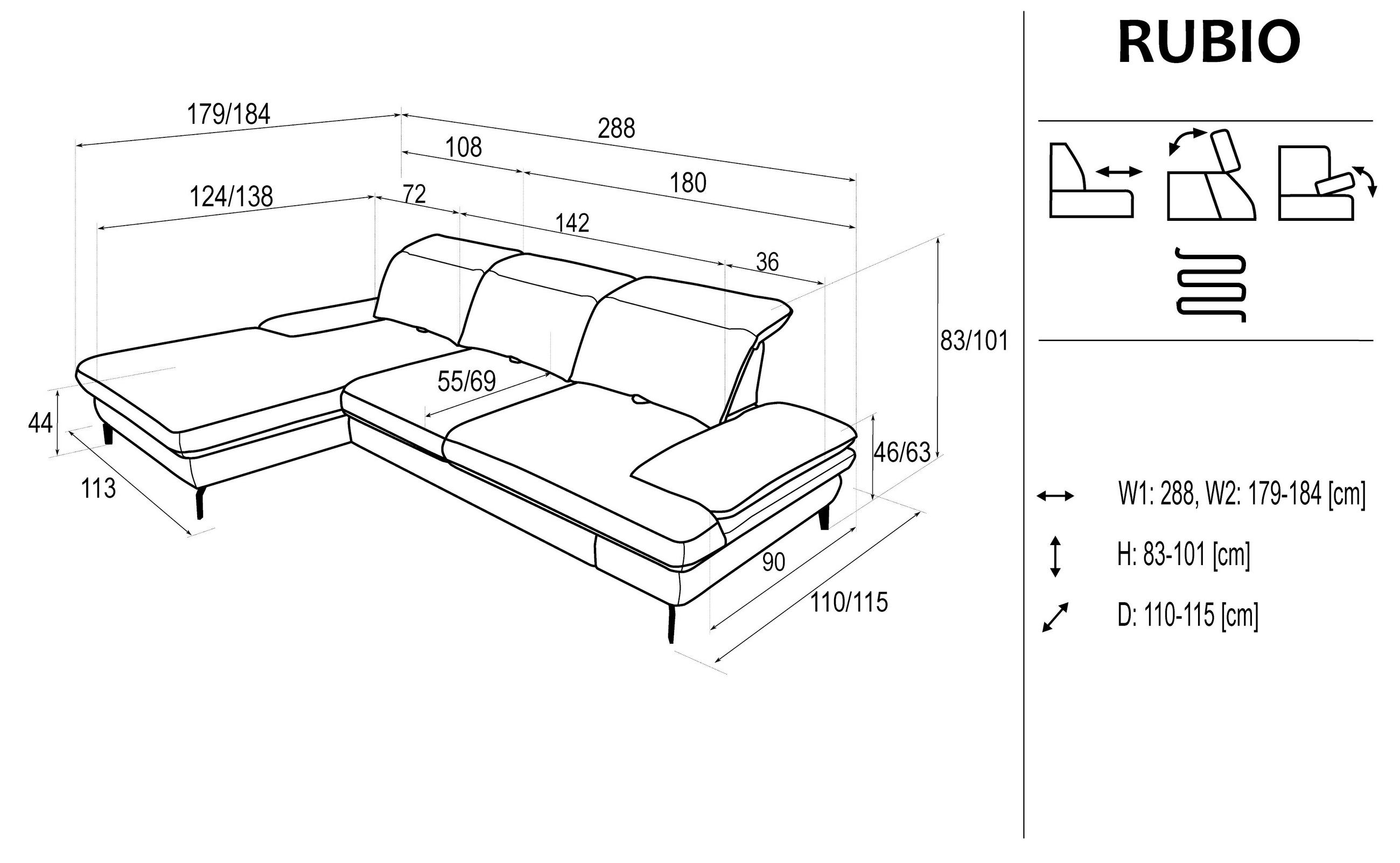 ECKSOFA inkl.Funktionen Hellgrau Webstoff - Hellgrau/Schwarz, Design, Textil/Metall (180/289cm) - Stylife