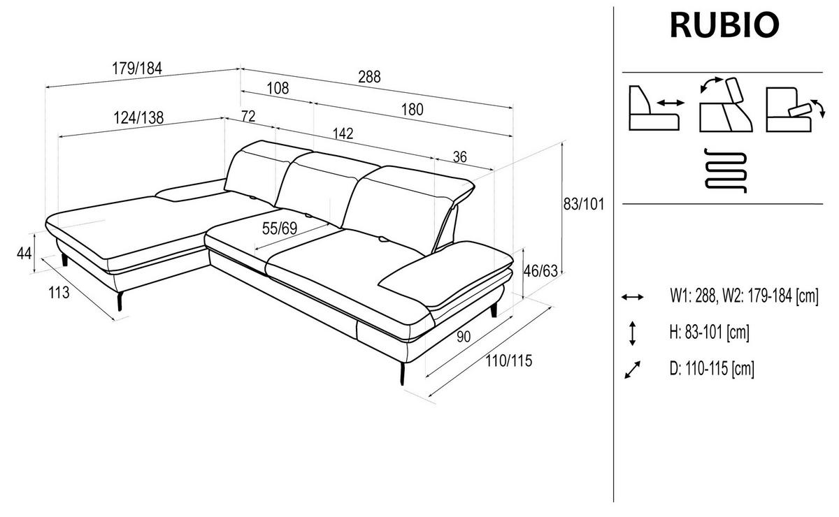 ECKSOFA in Webstoff Taupe  - Taupe/Schwarz, Design, Textil/Metall (180/289cm) - Stylife