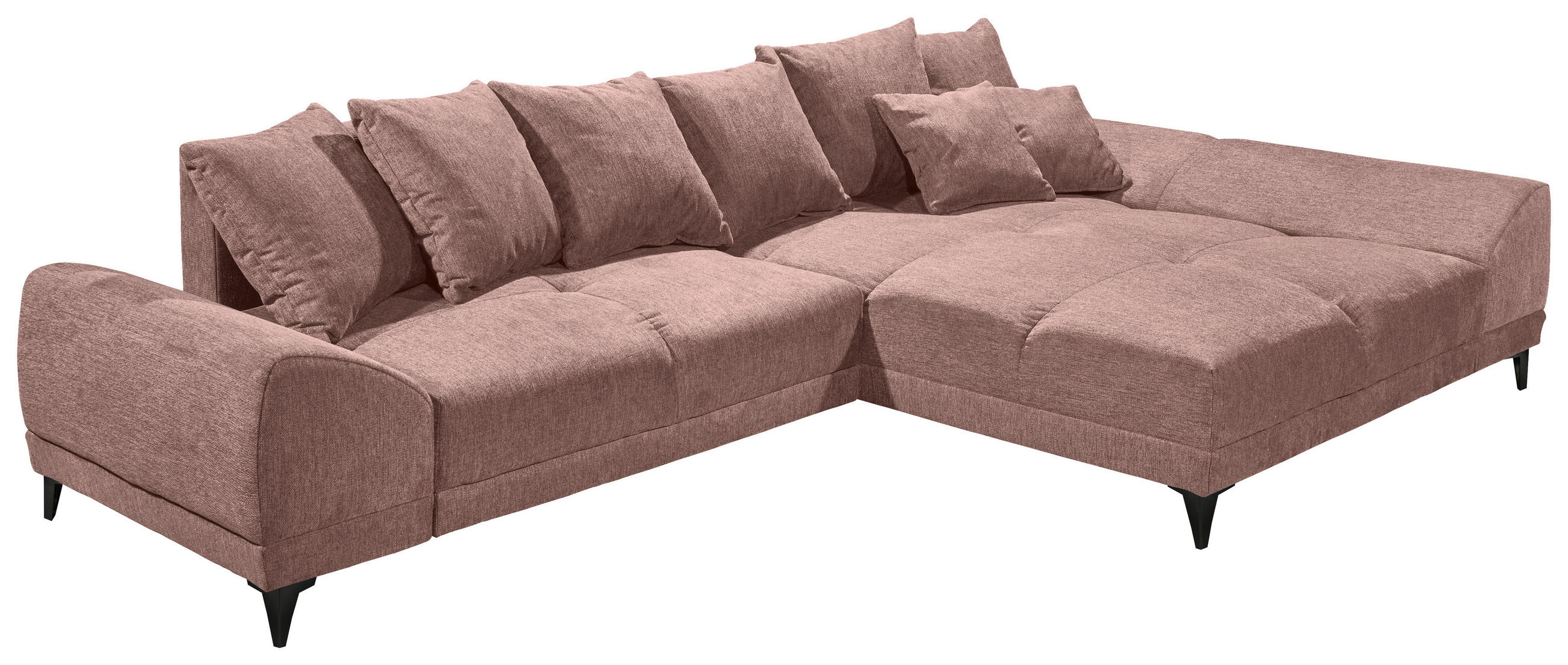 HÖRNSOFFA i vävt tyg ljusrosa  - ljusrosa/svart, Klassisk, textil/plast (310/185cm) - MID.YOU