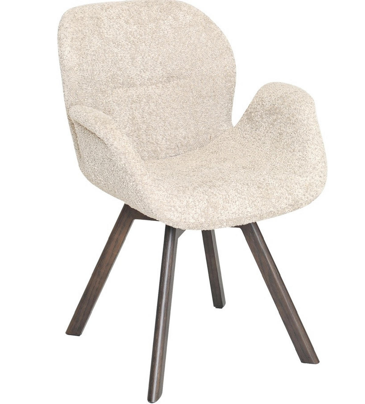 STOL MED ARMSTÖD bouclé  - beige/mörkbrun, Design, trä/textil (61/84/63cm) - Best Price
