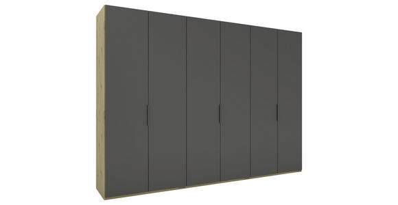 DREHTÜRENSCHRANK 300/223/62 cm 6-türig Eiche Artisan, Anthrazit - Anthrazit/Schwarz, KONVENTIONELL, Holzwerkstoff/Metall (300/223/62cm) - Novel