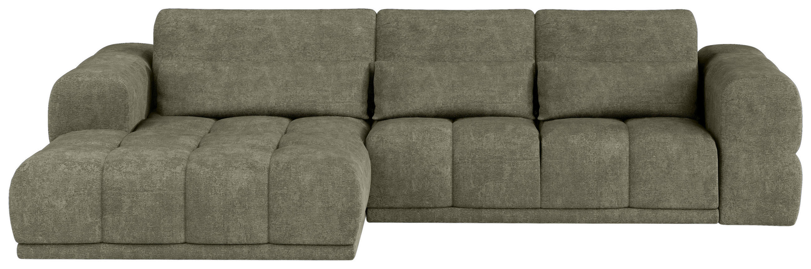 HÖRNSOFFA i chenille olivgrön  - olivgrön/svart, Klassisk, textil/plast (203/290cm) - MID.YOU