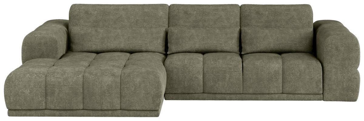 HÖRNSOFFA i chenille olivgrön  - olivgrön/svart, Klassisk, textil/plast (203/290cm) - MID.YOU