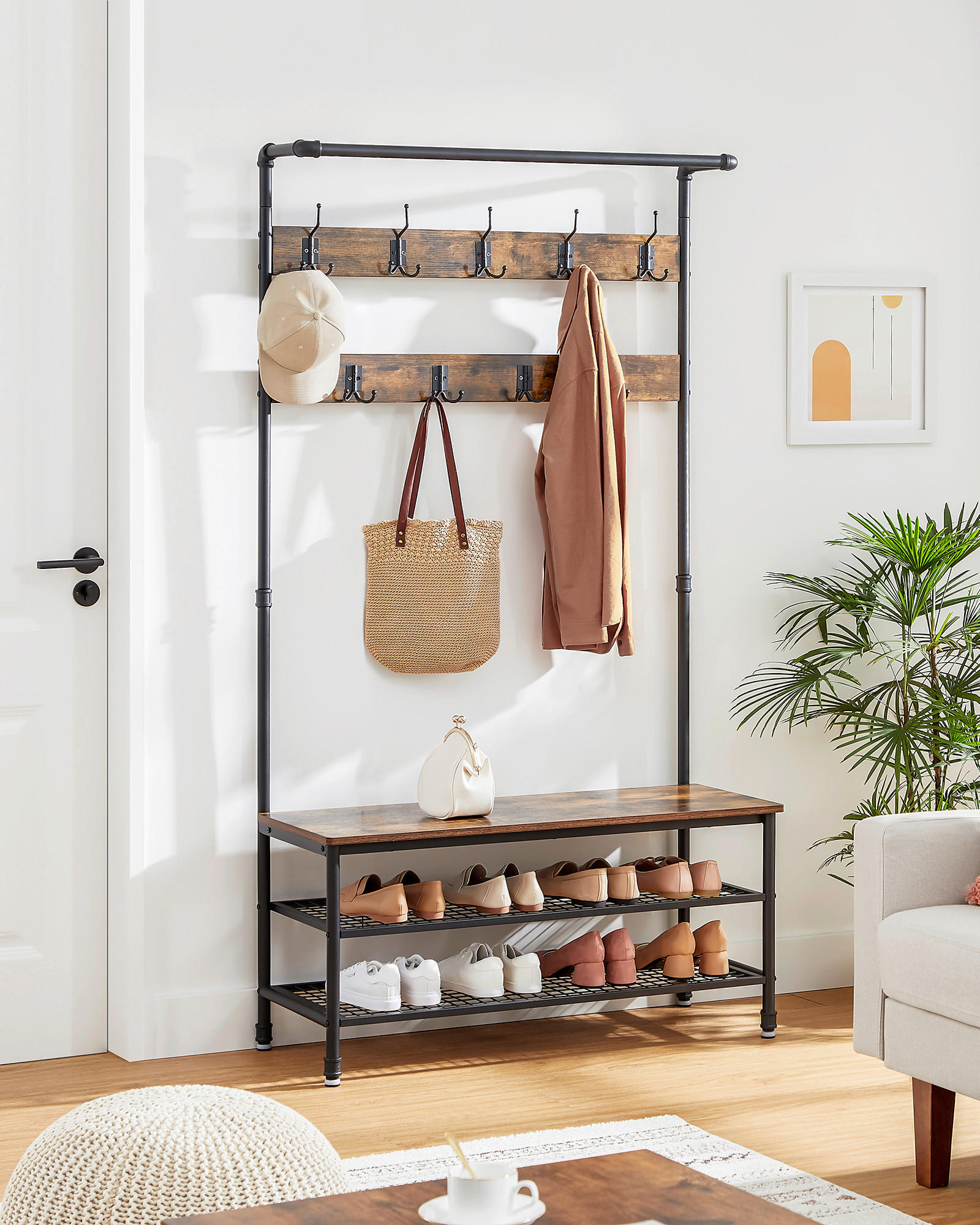 GARDEROBE  in 97/178,5/32 cm  - Schwarz/Braun, Trend, Holzwerkstoff/Metall (97/178,5/32cm) - Boxxx