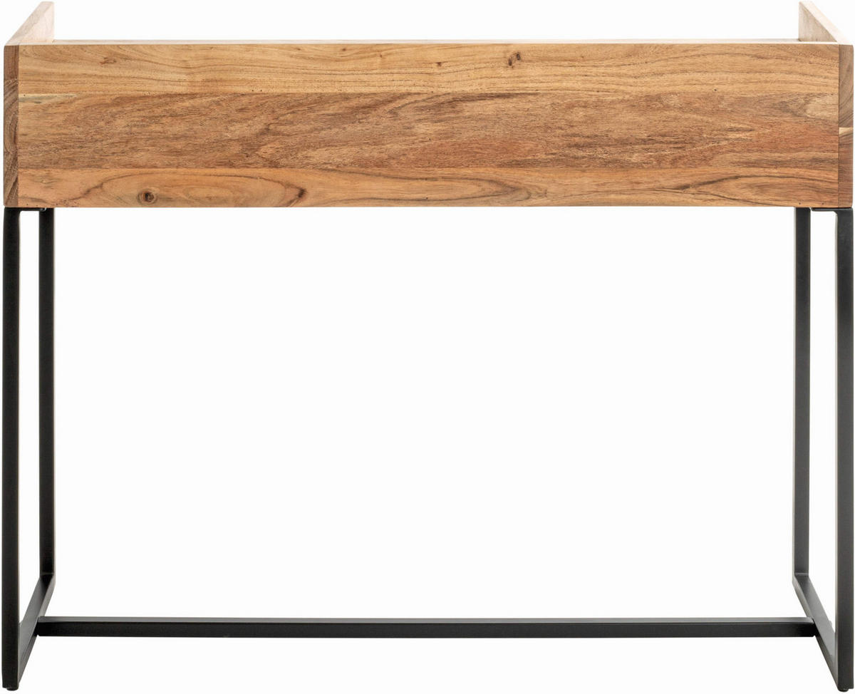 KONZOLOVÝ STOLÍK, akácia, čierna, farba akácie, 100/35/80 cm - čierna/farba akácie, Konventionell, kov/drevo (100/35/80cm)