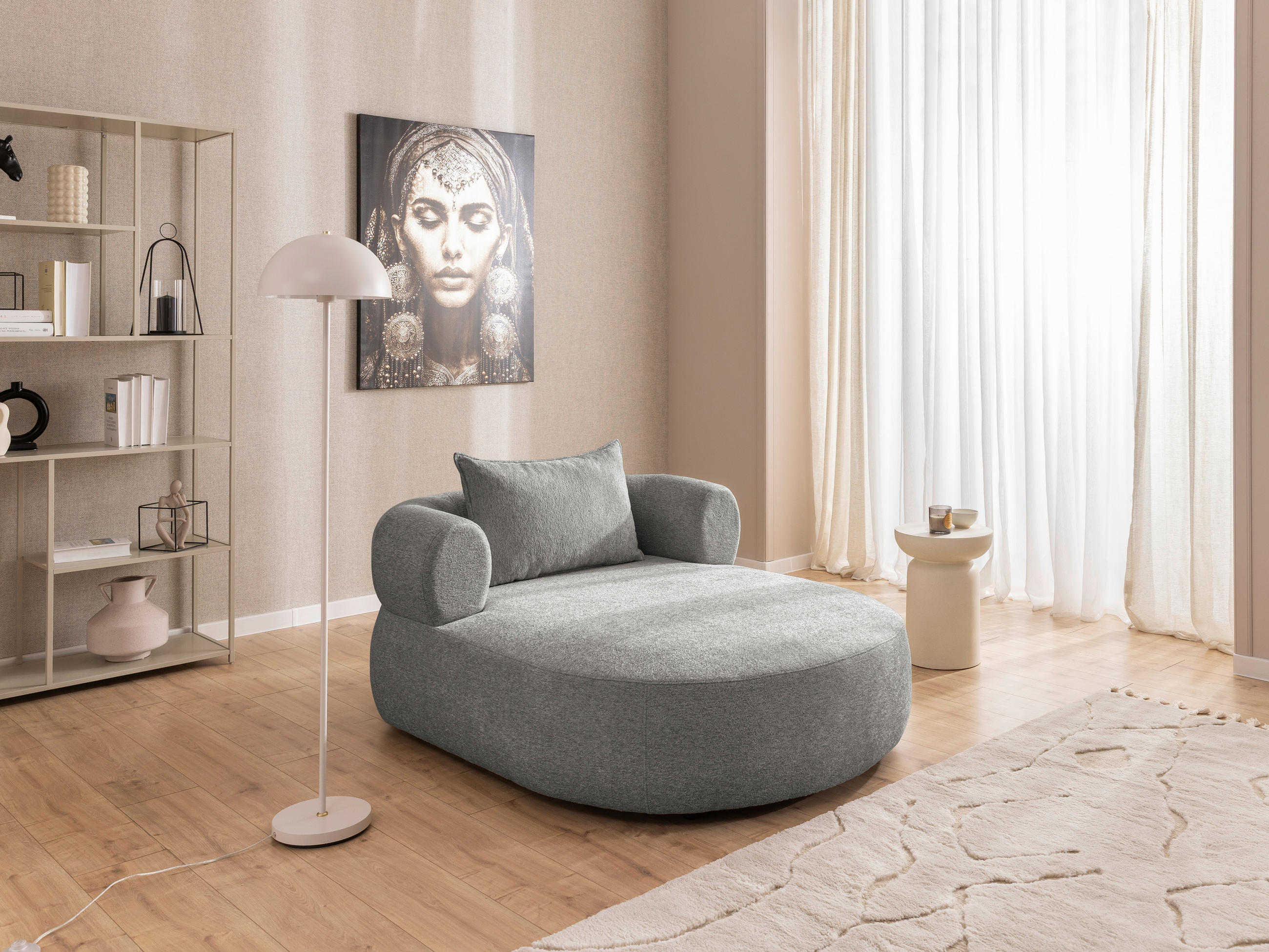 XXL-SESSEL Chenille Grau    - Schwarz/Grau, Design, Kunststoff/Textil (122/76/156cm) - Livetastic