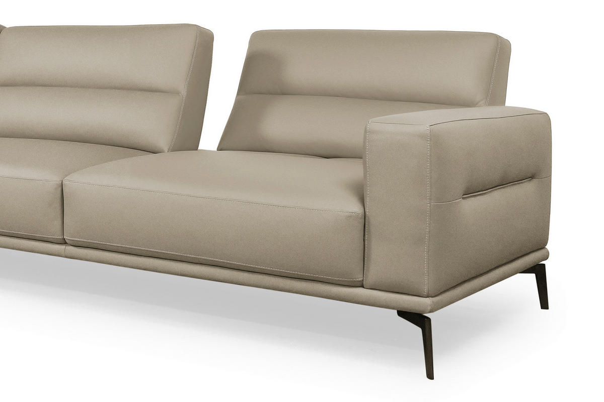 ECKSOFA Greige Echtleder  - Greige/Schwarz, MODERN, Leder/Holz (175/299cm) - Livetastic