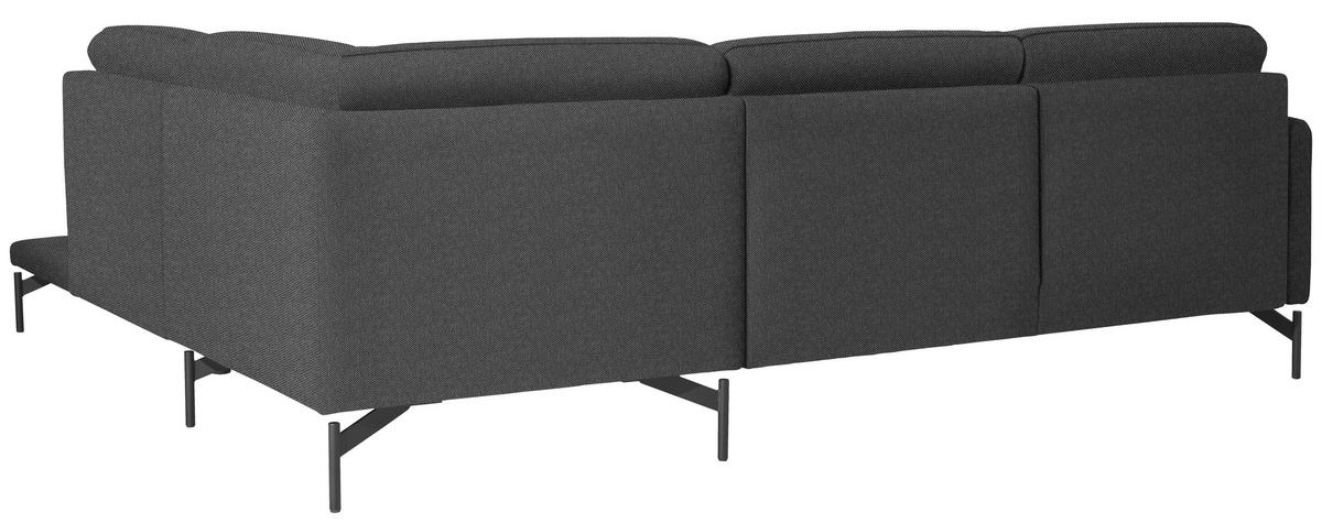 ECKSOFA in Flachgewebe, Struktur Grau  254/230 cm  - Anthrazit/Grau, Design, Textil/Metall (254/230cm) - Johann Jakob