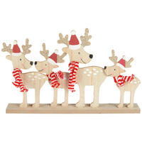 Ren Decorativ Xmassale - alb/roșu, Lifestyle, lemn/textil (29/18/4,5cm) - X-Mas