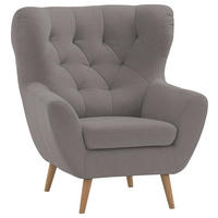 OHRENSESSEL 88/104/92 cm  in Webstoff Taupe  - Taupe/Eichefarben, Design, Holz/Holzwerkstoff (88/104/92cm) - Stylife