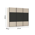 SCHWEBETÜRENSCHRANK 271/223/68 cm 3-türig Graphitfarben, Champagner  - Champagner/Schwarz, KONVENTIONELL, Holzwerkstoff/Metall (271/223/68cm) - Novel