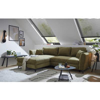 HÖRNBÄDDSOFFA 3-sits i chenille mörkgrön  - svart/mörkgrön, Basics, textil/plast (286/192cm) - Livetastic