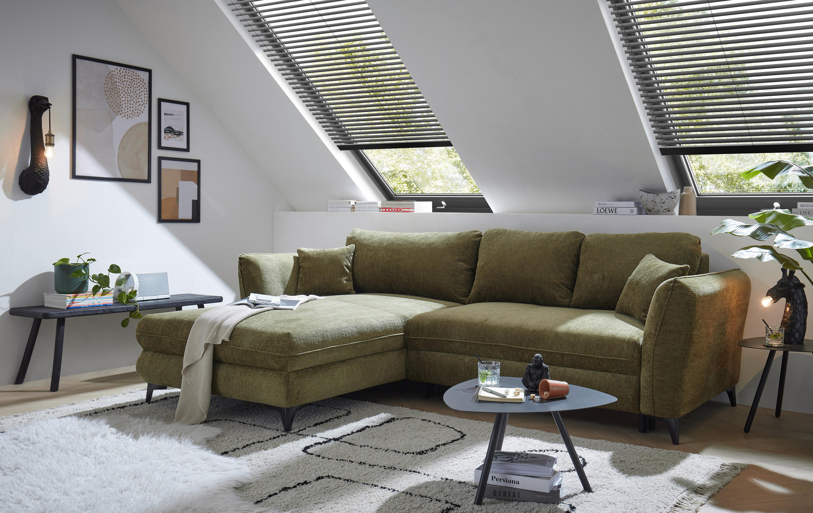Livetastic Eckschlafsofa Heyland Dunkelgrün 286x192 cm