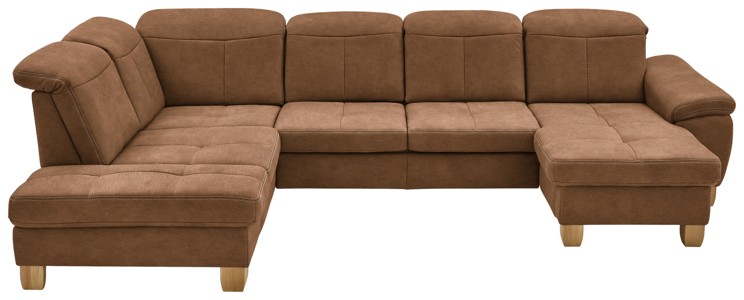 WOHNLANDSCHAFT in Mikrofaser Hellbraun  - Wildeiche/Hellbraun, Konventionell, Holz/Textil (243/343/185cm) - Voleo