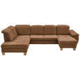 WOHNLANDSCHAFT Hellbraun Mikrofaser - Wildeiche/Hellbraun, KONVENTIONELL, Holz/Textil (243/343/185cm) - Voleo
