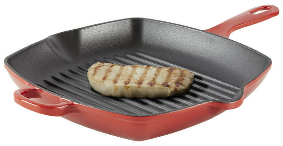 GRILLPFANNE Beef & More Emaille  - Rot/Schwarz, KONVENTIONELL, Metall (26/26cm) - Homeware Profession.