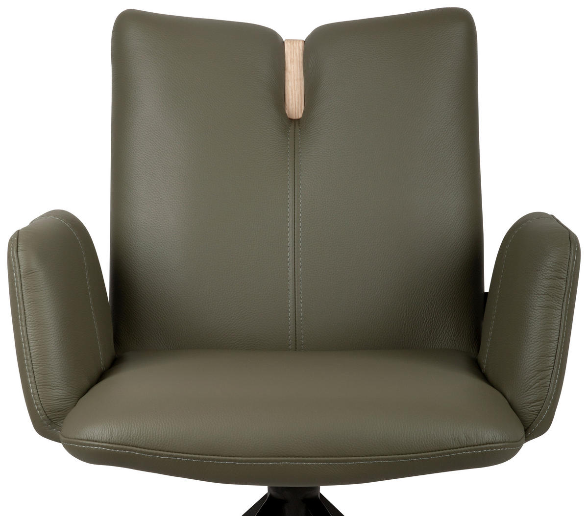 ARMLEHNSTUHL  Sitzfläche 360° drehbar, automatische Rückholfunktion  Echtleder  - Schwarz/Grün, Design, Leder/Holz (62/87/63cm) - Valnatura