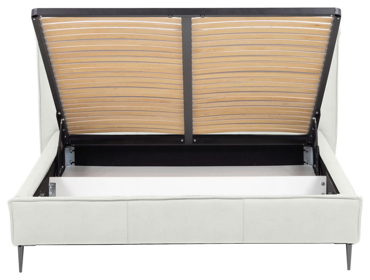 POLSTERBETT 160/200 cm,  in Weiß, gepolstertes Kopfteil, Lattenrost, Bettkasten,  - Schwarzchrom/Weiß, KONVENTIONELL, Leder/Holz (160/200cm) - Esposa