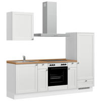 KÜCHENBLOCK Frame 240 cm  in Weiß, Eichefarben  - Edelstahlfarben/Eichefarben, MODERN, Holzwerkstoff/Metall (240cm) - Nobilia