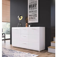 SIDEBOARD MERANO  in 143,8/86/39 cm  - Chromfarben/Weiß Hochglanz, MODERN, Holzwerkstoff/Kunststoff (143,8/86/39cm) - Boxxx