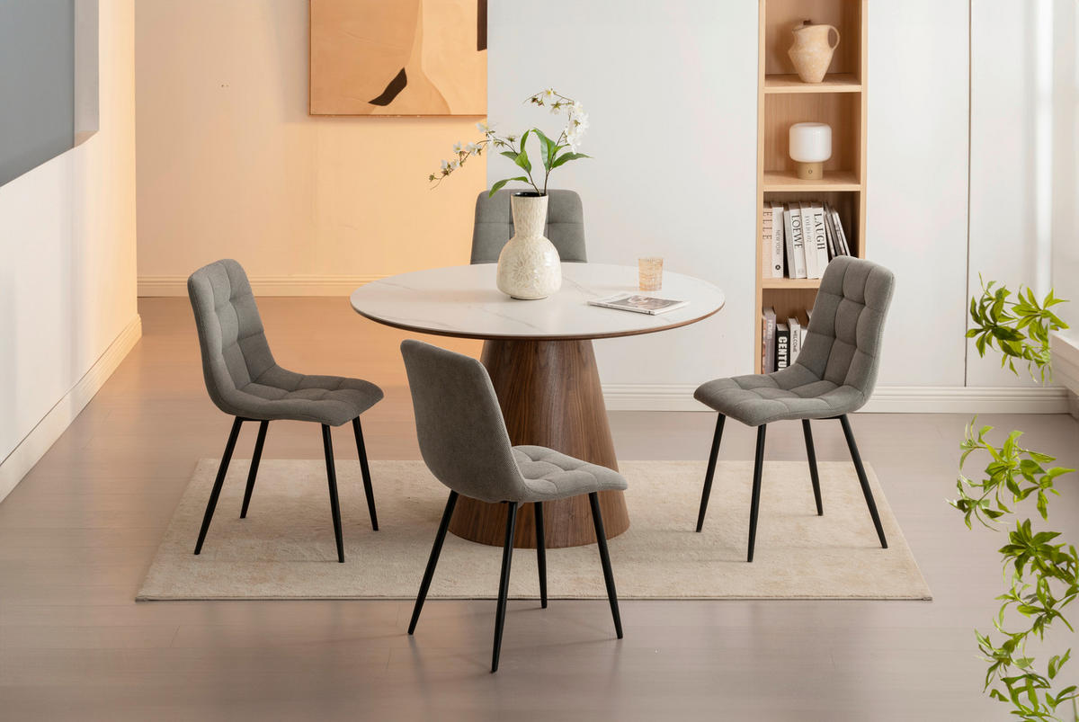 STOL S ŠTIRIMI NOGAMI, les, kovina, tekstil siva  - siva/črna, Konvencionalno, kovina/tekstil (45/88/55cm) - P & B