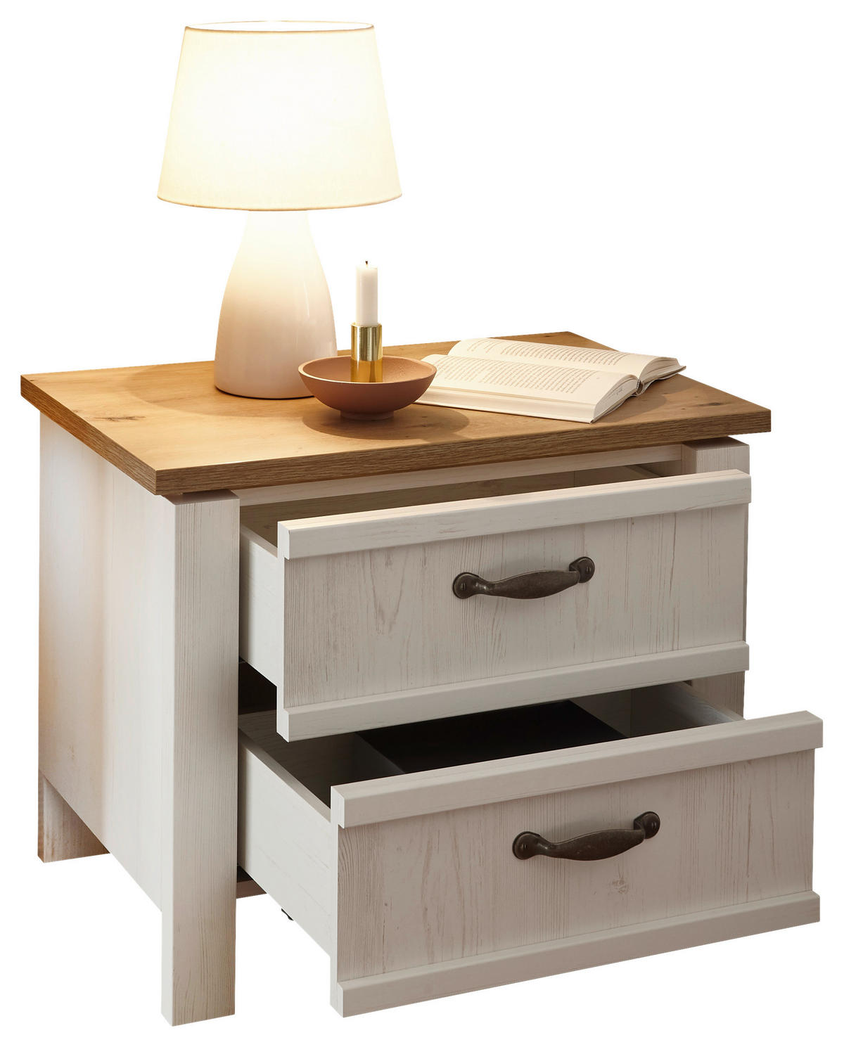NACHTTISCH 62/50/41 cm  Weiss, Eichefarben  - Weiss/Eichefarben, Lifestyle, Holzwerkstoff/Metall (62/50/41cm) - Landscape