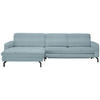 ECKSOFA in Cord Hellblau  - Schwarz/Hellblau, Design, Textil/Metall (178/302cm) - Beldomo Style