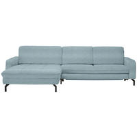 ECKSOFA in Cord Hellblau  - Schwarz/Hellblau, Design, Textil/Metall (178/302cm) - Beldomo Style