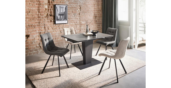 STUHL  Stoffauswahl Leinenoptik  - Dunkelgrau/Schwarz, Design, Textil/Metall (47/61/86cm) - Xora