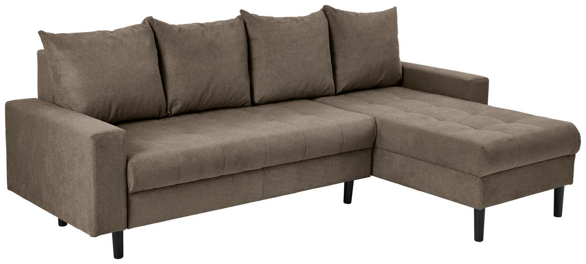 ECKSOFA in Webstoff Braun  - Schwarz/Braun, Konventionell, Kunststoff/Textil (231/157cm) - P & B