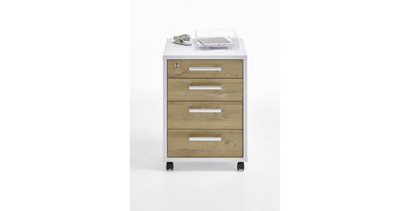 ROLLCONTAINER Alteiche  - Chromfarben/Alteiche, MODERN, Holzwerkstoff/Kunststoff (48/65,5/49,5cm) - Carryhome