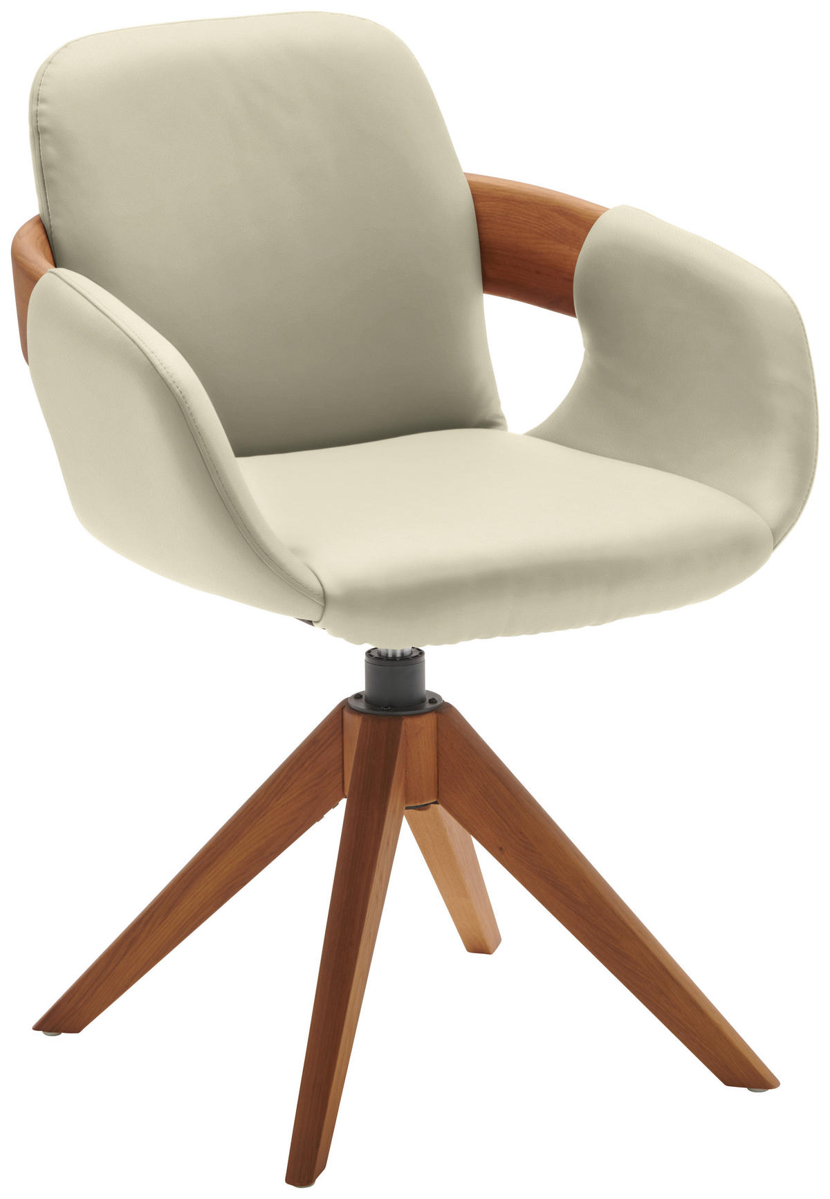 ARMLEHNSTUHL  Lederauswahl, Stoffauswahl, Typenauswahl, Sitzfläche 360° drehbar, automatische Rückholfunktion  Echtleder  - Eichefarben/Cognac, Natur, Leder/Holz (60/86/60cm) - Valnatura