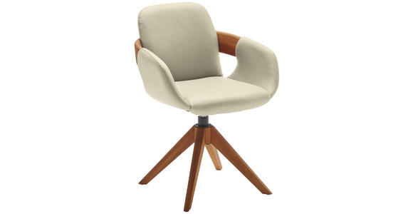 ARMLEHNSTUHL  Lederauswahl, Stoffauswahl, Typenauswahl, Sitzfläche 360° drehbar, automatische Rückholfunktion  Echtleder  - Eichefarben/Cognac, Natur, Leder/Holz (60/86/60cm) - Valnatura