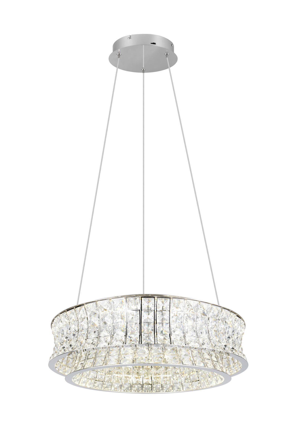 LED FÜGGESZTÉK - krómszínű/áttetsző, Basics, Üveg/fém (60/150cm)