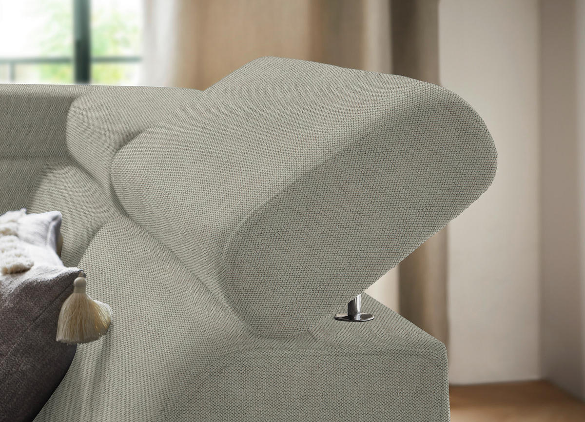 ECKSOFA in Webstoff Hellgrau  - Hellgrau/Schwarz, Design, Textil/Metall (260/203cm) - Stylife
