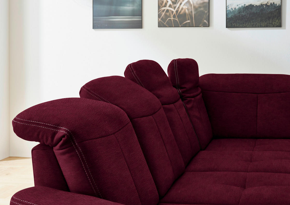 WOHNLANDSCHAFT in Mikrofaser Bordeaux  - Wildeiche/Bordeaux, Konventionell, Holz/Textil (185/343/243cm) - Voleo