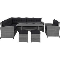 ZÁHRADNÁ SÚPRAVA 6-dielne, kov, plast, sklo, textil - čierna/sivá, Romantik / Landhaus, kov/textil (194/248cm) - Ambia Garden