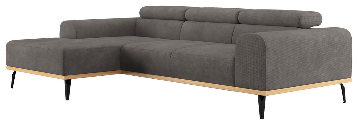 ECKSOFA in Chenille Dunkelgrau  157/244 cm  - Dunkelgrau/Schwarz, KONVENTIONELL, Textil/Metall (157/244cm) - Cotta
