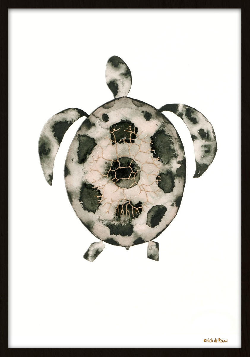 Wandkraft Bild Mr. Turtle Schwarz, Weiß 50x70x10 cm